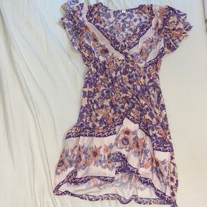 Shein floral print wrap dress